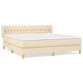 cadre de lit avec matelas Crème 180x200 cm Tissu