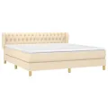 cadre de lit avec matelas Crème 180x200 cm Tissu