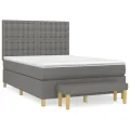 cadre de lit avec matelas Gris foncé 140x190cm Tissu