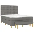 cadre de lit avec matelas Gris foncé 140x190cm Tissu