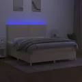 cadre de lit et matelas et LED Crème 180x200cm Tissu