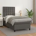 cadre de lit avec matelas Gris 100x200 cm Similicuir