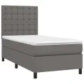 cadre de lit avec matelas Gris 100x200 cm Similicuir