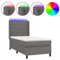 cadre de lit matelas LED Gris 100x200 cm Similicuir