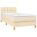 cadre de lit avec matelas LED Crème 90x200 cm Tissu
