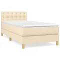cadre de lit avec matelas Crème 90x200 cm Tissu