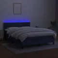 cadre de lit avec matelas LED Bleu 140x190 cm Tissu
