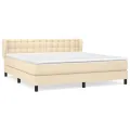 cadre de lit avec matelas Crème 180x200 cm Tissu