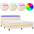 cadre de lit avec matelas LED Crème 180x200 cm Tissu