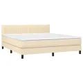 cadre de lit avec matelas LED Crème 180x200 cm Tissu