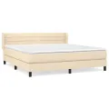 cadre de lit avec matelas Crème 180x200 cm Tissu