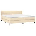 cadre de lit avec matelas Crème 180x200 cm Tissu