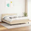 cadre de lit avec matelas Crème 180x200 cm Tissu