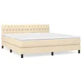 cadre de lit avec matelas Crème 180x200 cm Tissu