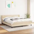 cadre de lit avec matelas Crème 180x200 cm Tissu