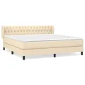 cadre de lit avec matelas Crème 180x200 cm Tissu