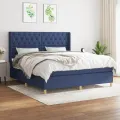 cadre de lit avec matelas Bleu 160x200 cm Tissu