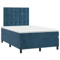 cadre de lit et matelas Bleu foncé 120x200cm Velours