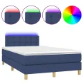 cadre de lit avec matelas LED Bleu 120x200 cm Tissu
