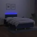 cadre de lit avec matelas LED Bleu 120x200 cm Tissu