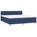 cadre de lit avec matelas LED Bleu 180x200 cm Tissu