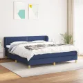 cadre de lit avec matelas Bleu 160x200 cm Tissu
