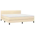 cadre de lit avec matelas LED Crème 160x200 cm Tissu