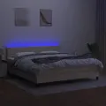 cadre de lit avec matelas LED Crème 160x200 cm Tissu