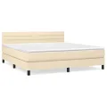 cadre de lit avec matelas Crème 160x200 cm Tissu