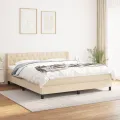 cadre de lit avec matelas Crème 160x200 cm Tissu