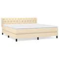 cadre de lit avec matelas Crème 160x200 cm Tissu