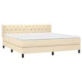 cadre de lit avec matelas Crème 160x200 cm Tissu