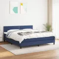 cadre de lit avec matelas Bleu 160x200 cm Tissu