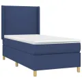 cadre de lit matelas et LED Bleu 90x200 cm Tissu