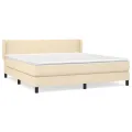 cadre de lit avec matelas Crème 160x200 cm Tissu