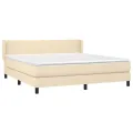 cadre de lit avec matelas Crème 160x200 cm Tissu