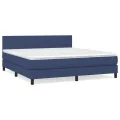 cadre de lit avec matelas Bleu 160x200 cm Tissu