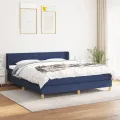 cadre de lit avec matelas Bleu 160x200 cm Tissu