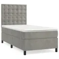 cadre de lit et matelas Gris clair 90x200 cm Velours