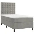 cadre de lit et matelas Gris clair 90x200 cm Velours