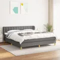 cadre de lit avec matelas Gris foncé 180x200cm Tissu