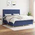 cadre de lit avec matelas Bleu 180x200 cm Tissu