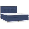 cadre de lit avec matelas Bleu 180x200 cm Tissu