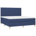 cadre de lit avec matelas Bleu 180x200 cm Tissu