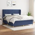 cadre de lit avec matelas Bleu 180x200 cm Tissu