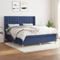 cadre de lit avec matelas Bleu 180x200 cm Tissu