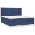 cadre de lit avec matelas Bleu 180x200 cm Tissu