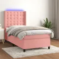 cadre de lit matelas et LED Rose 100x200 cm Velours