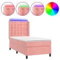 cadre de lit matelas et LED Rose 100x200 cm Velours