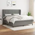 cadre de lit avec matelas Gris foncé 180x200cm Tissu